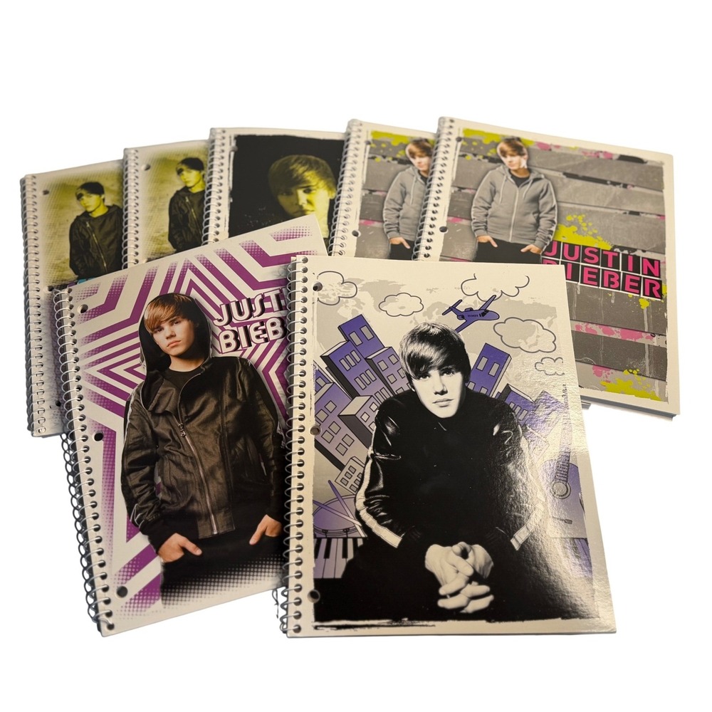 VTG Mead Justin Bieber Spiral Notebook Multi Color 2000s Y2K Pop Star Stationery
